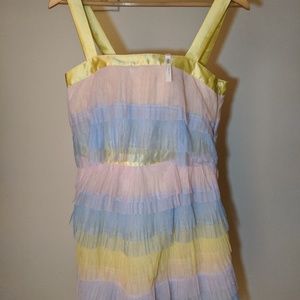 ASOS DESIGN Petite Tiered Mini Dress In Color Bloc